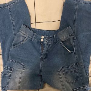 EMMIOL Bleached Pocket Cargo Jeans